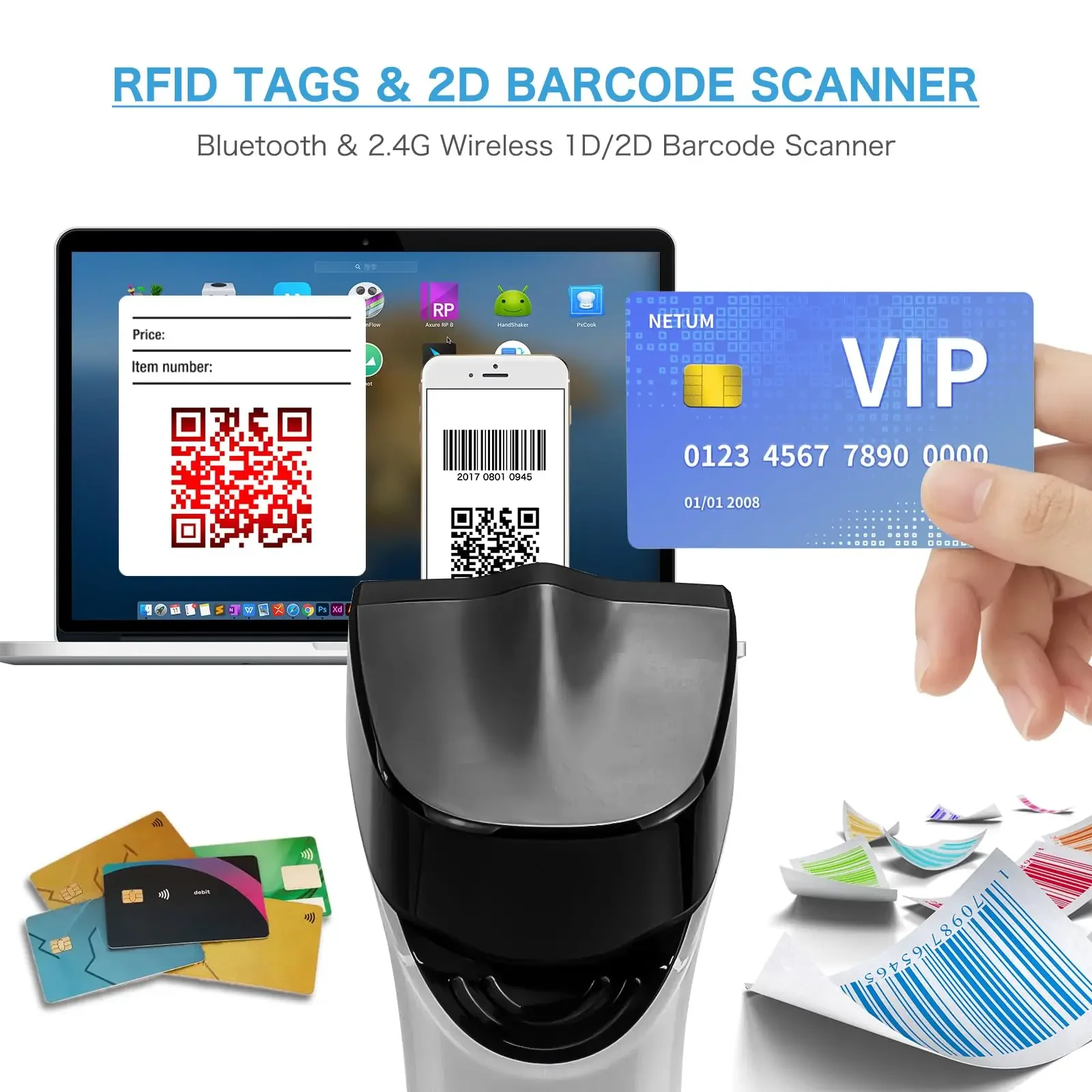 NETUM DS8100 Blue Tooth 13.56M - огляд і ціна Barcode Scanner Wireless